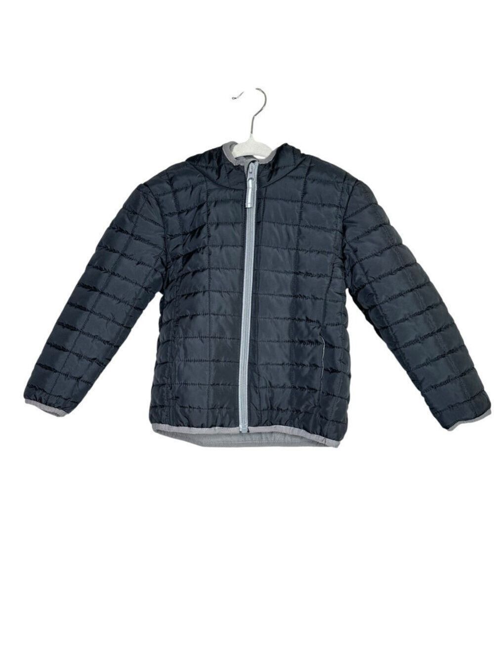 Cat & Jack Quilted Puffer Hooded Jacket Long Sleeve‎ Full Zip Kids Size 4T